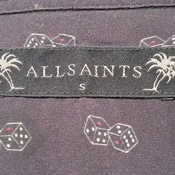 Allsaints Snake Eyes Slim Fit Black Button Up Shirt Size S - Picture 8 of 9